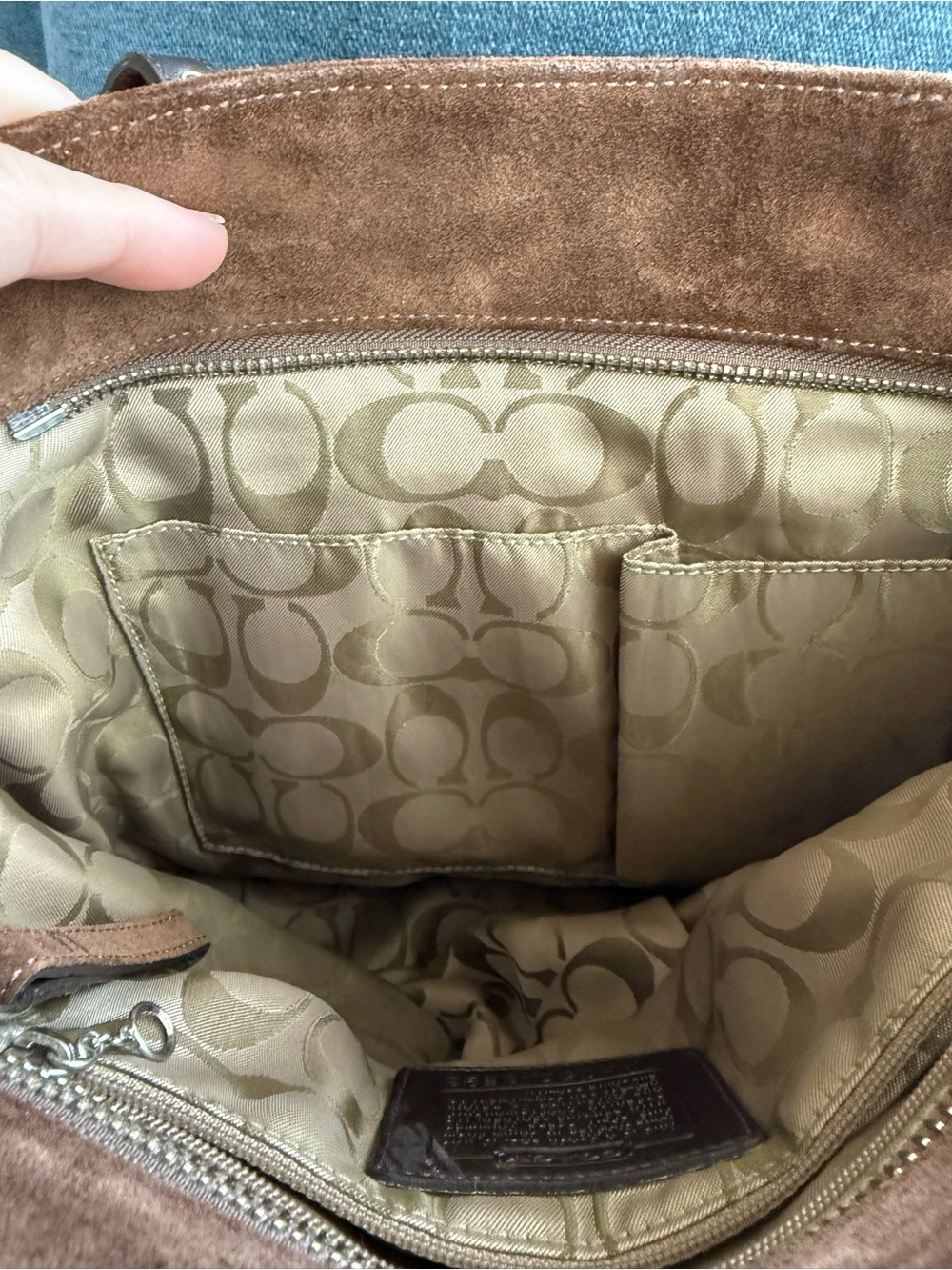 Coach Brown Suede Women’s Tote Bag w/leather straps - Picture 6 of 7